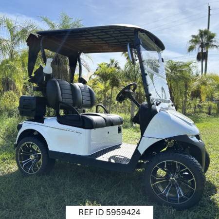 2026 E-Z-GO RXV ELiTE White golf cart with Premium Black Seats – Sunshine Golf Car South Florida